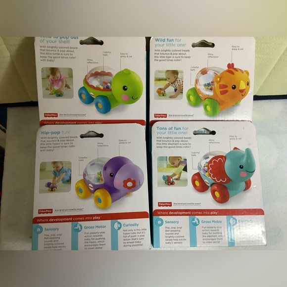 Fisher Price poppity pop: turtle, tiger, hippo, elephant. Pack of 4 - Picture 3 of 4